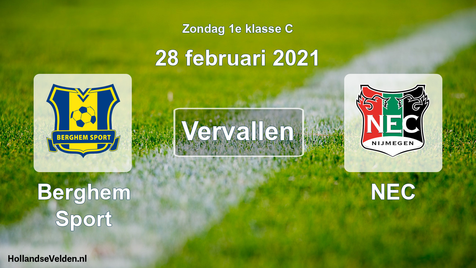 Scheduled Match: Berghem Sport - NEC (28 February 2021)