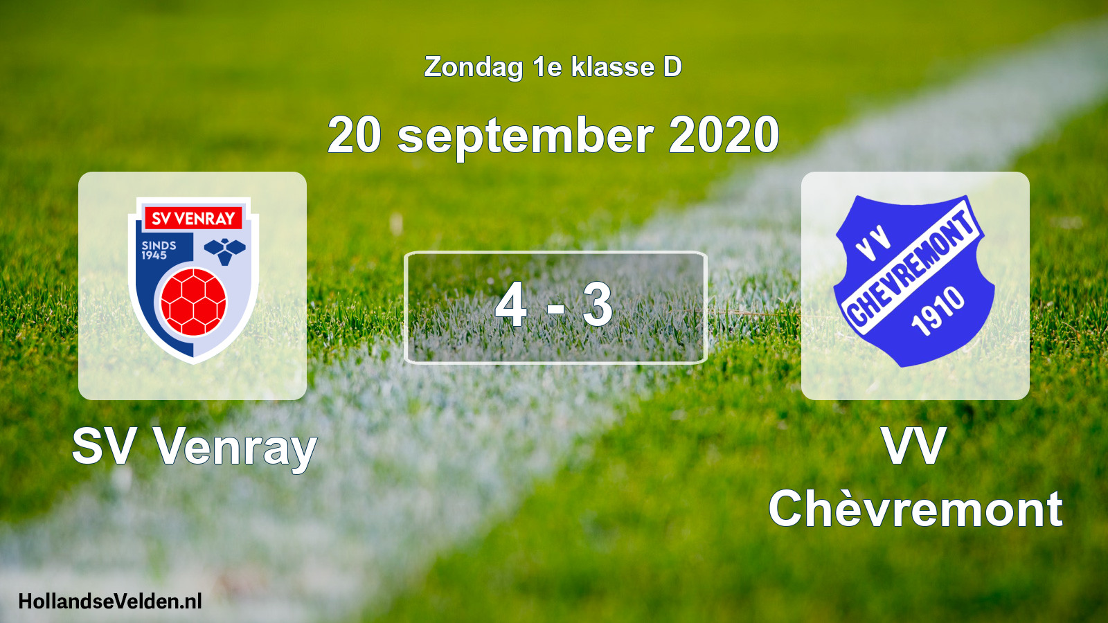 Total number of matches played: SV Venray - VV Chèvremont 4 - 3 (20 September 2020)