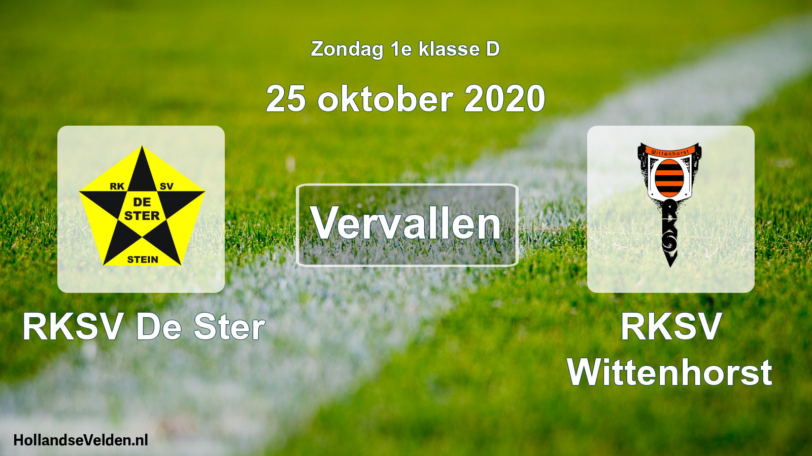 Scheduled Match: RKSV De Ster - RKSV Wittenhorst (25 October 2020)