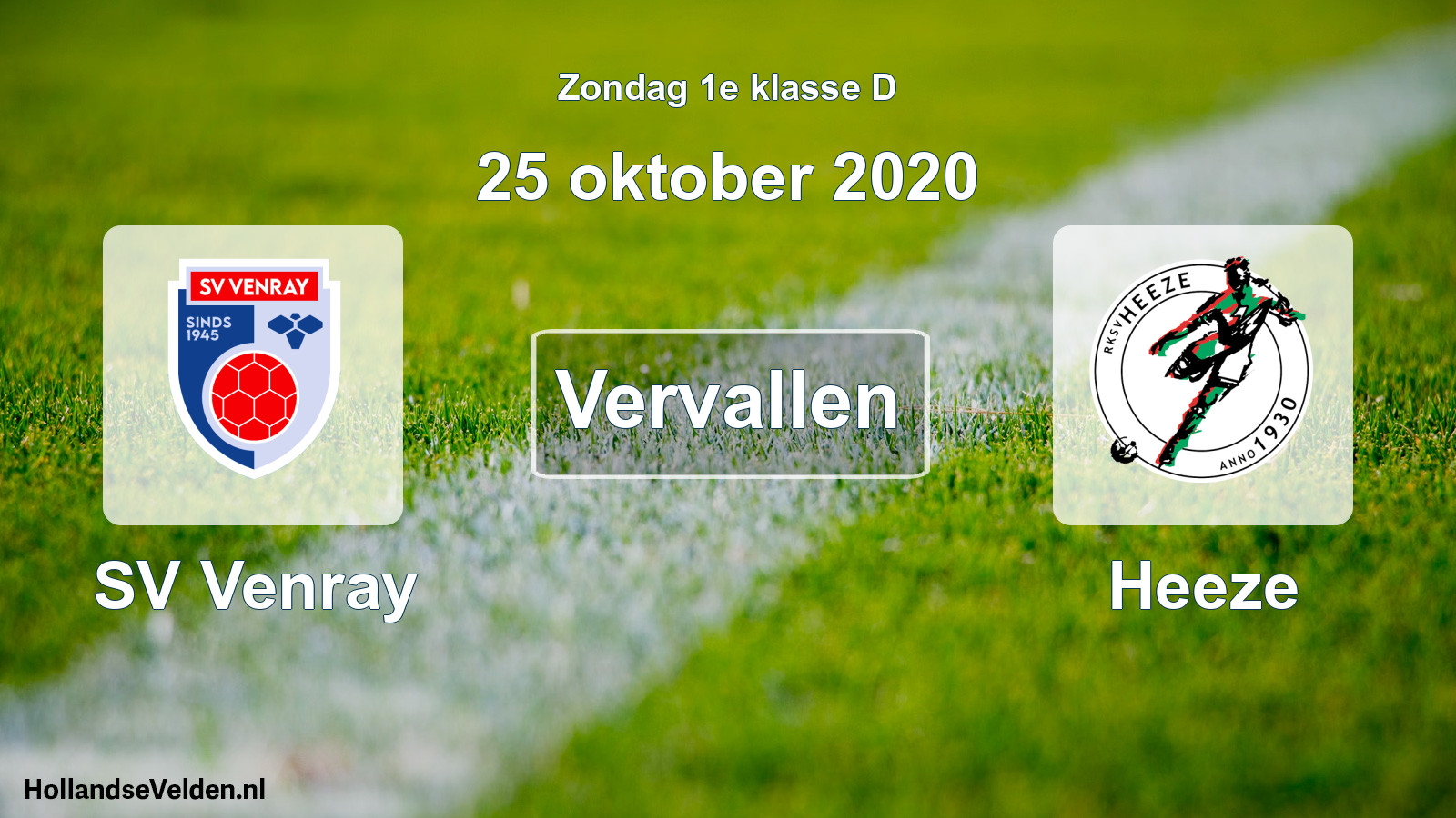 Scheduled Match: SV Venray - Heeze (25 October 2020)