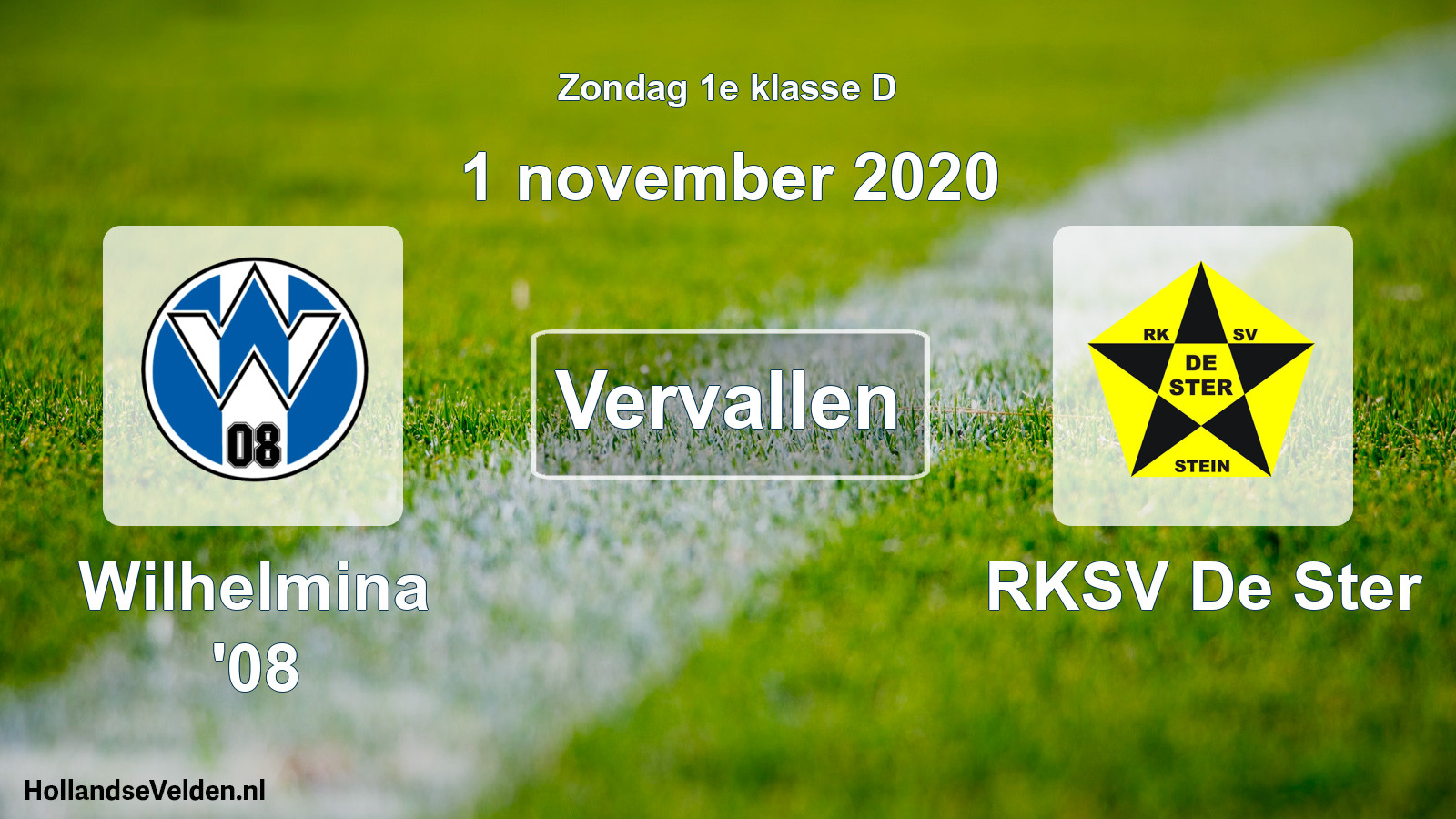 Scheduled Match: Wilhelmina '08 - RKSV De Ster (1 November 2020)