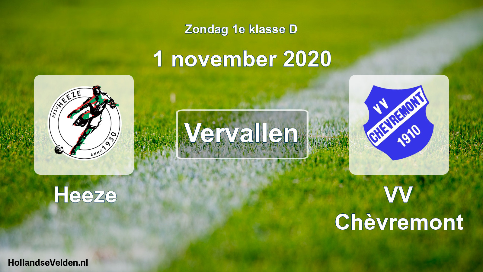 Scheduled Match: Heeze - VV Chèvremont (1 November 2020)