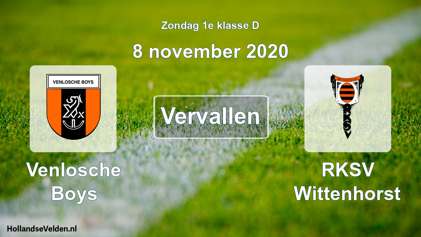 Scheduled Match: Venlosche Boys - RKSV Wittenhorst (8 November 2020)