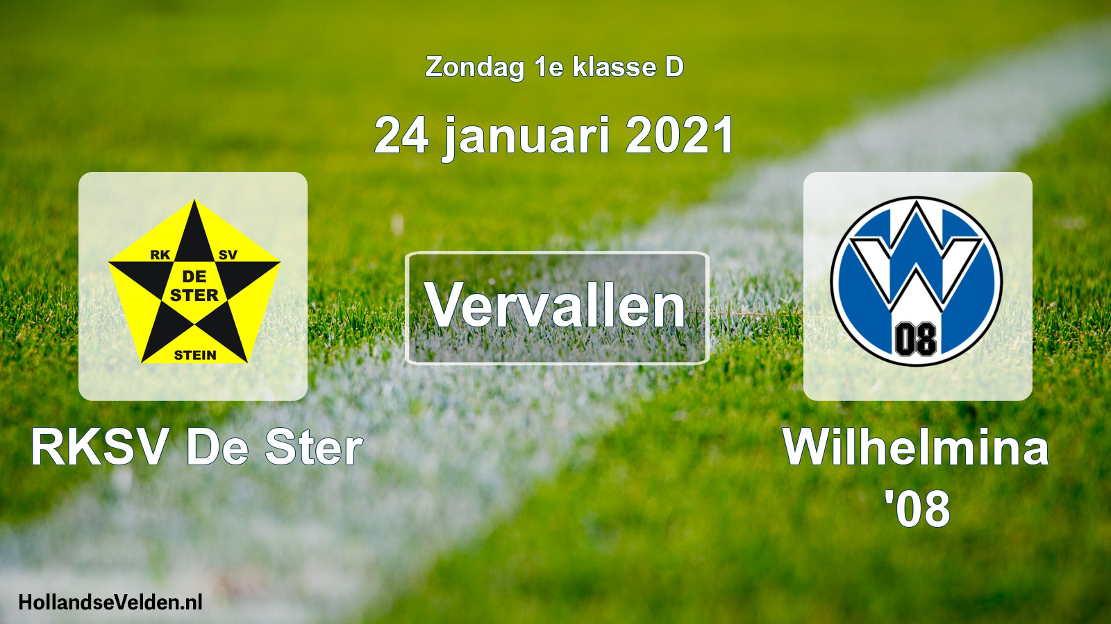 Scheduled Match: RKSV De Ster - Wilhelmina '08 (24 January 2021)