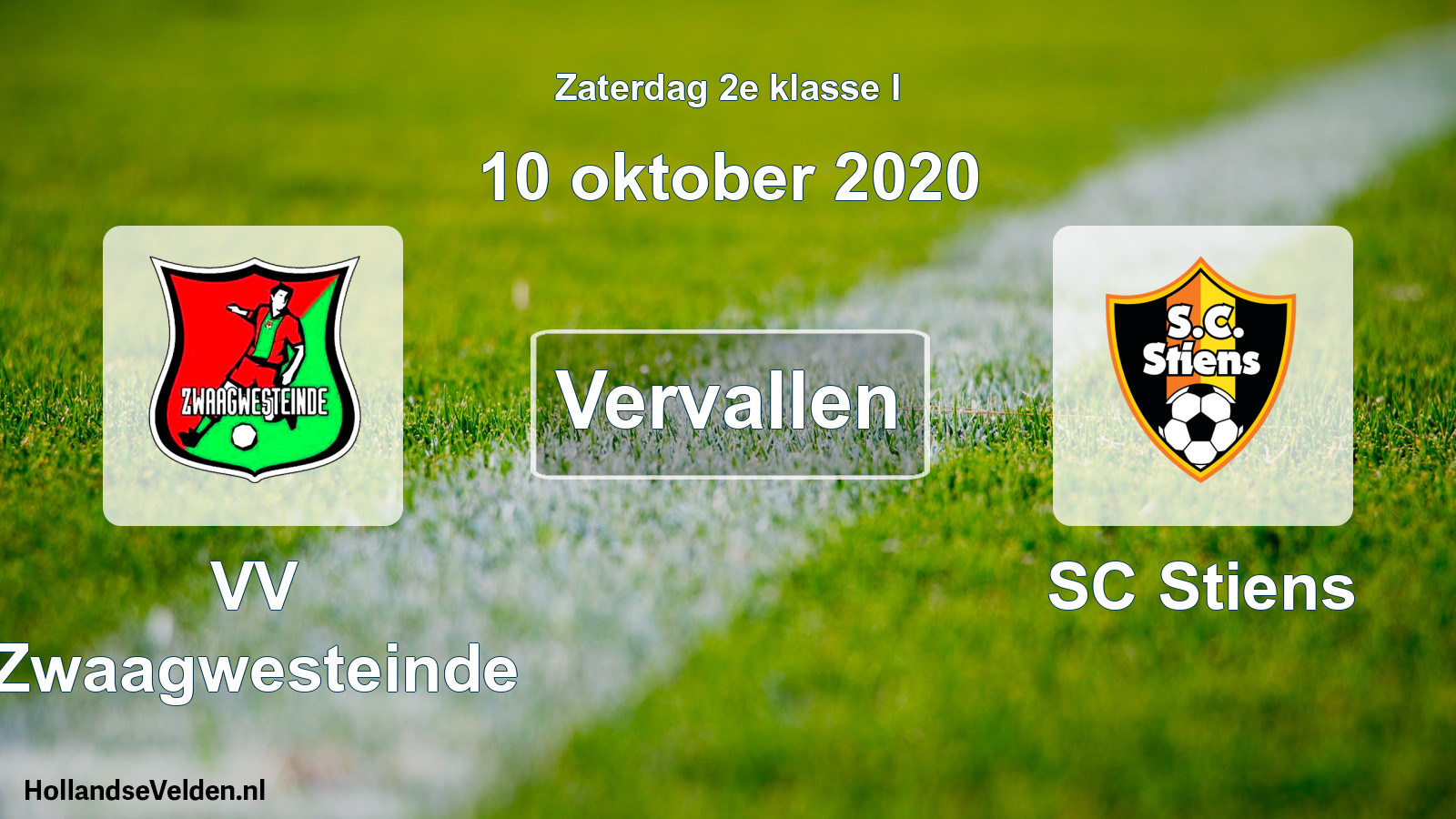 Scheduled Match: VV Zwaagwesteinde - SC Stiens (10 October 2020)