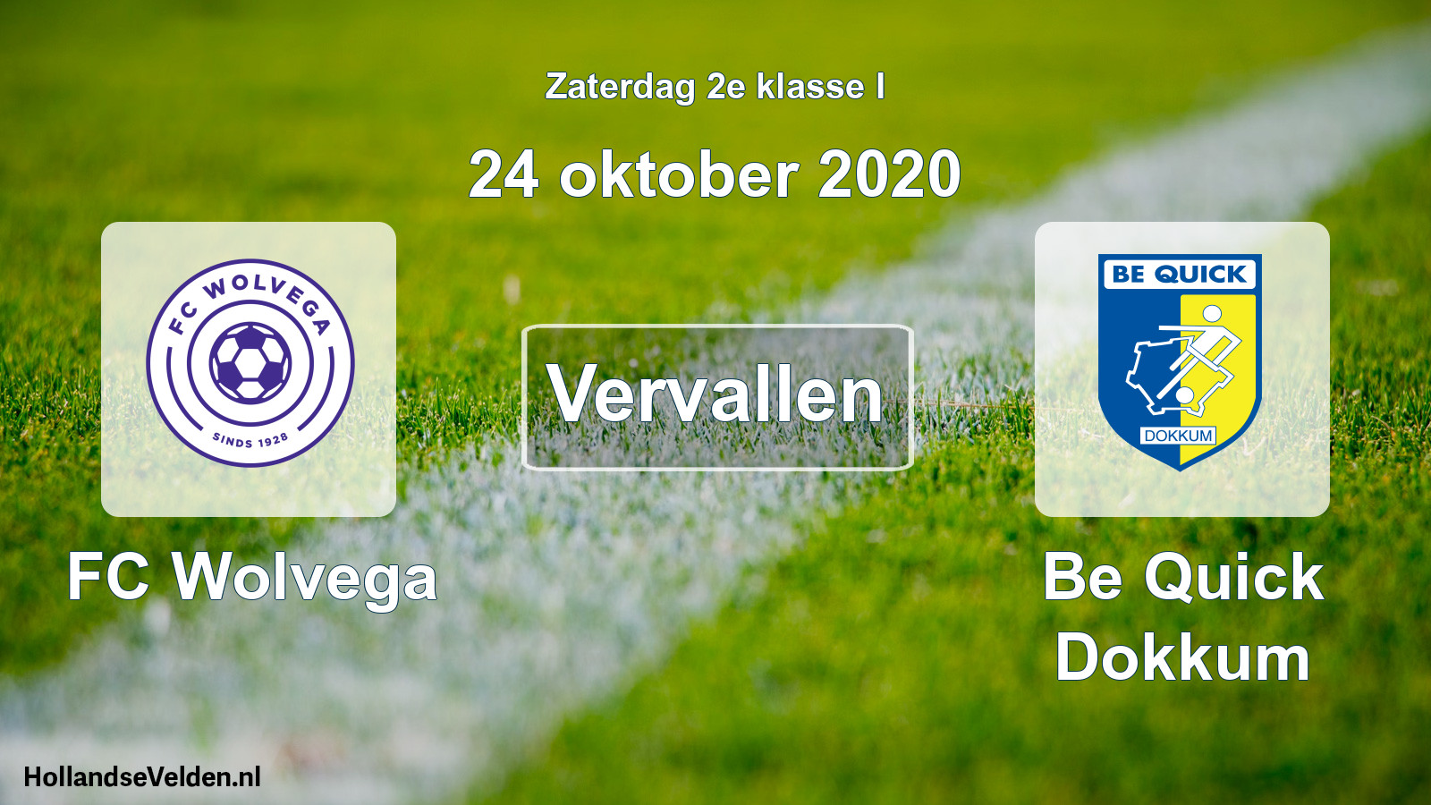 Scheduled Match: FC Wolvega - Be Quick Dokkum (24 October 2020)