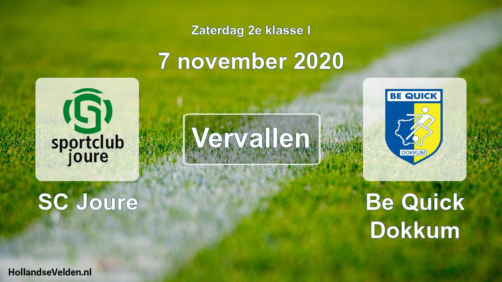 Scheduled Match: SC Joure - Be Quick Dokkum (7 November 2020)