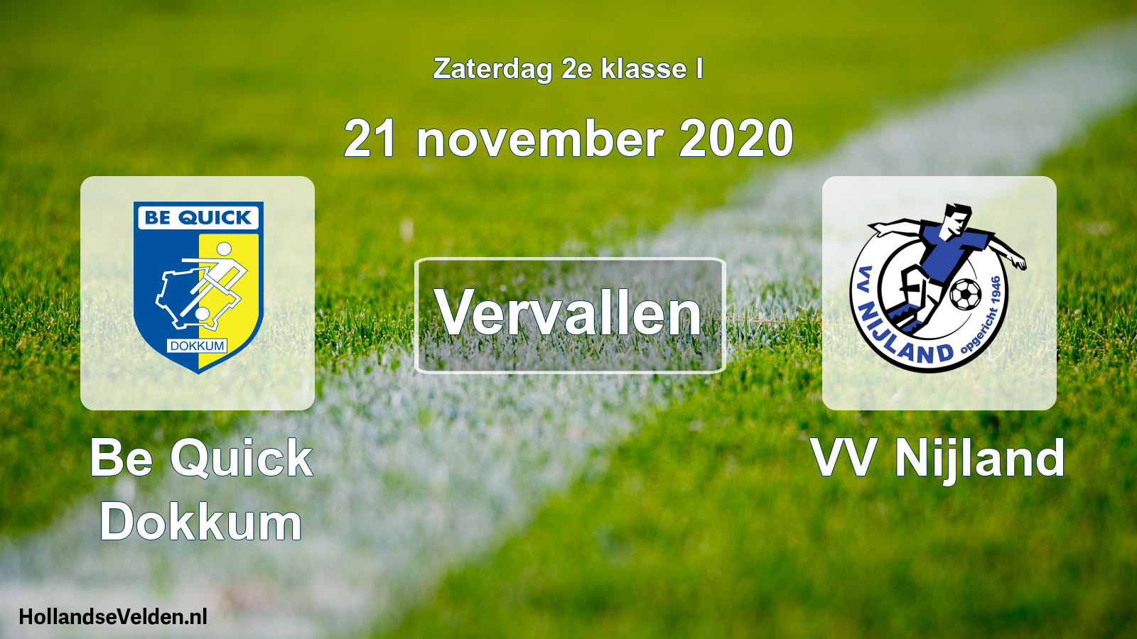 Scheduled Match: Be Quick Dokkum - VV Nijland (21 November 2020)