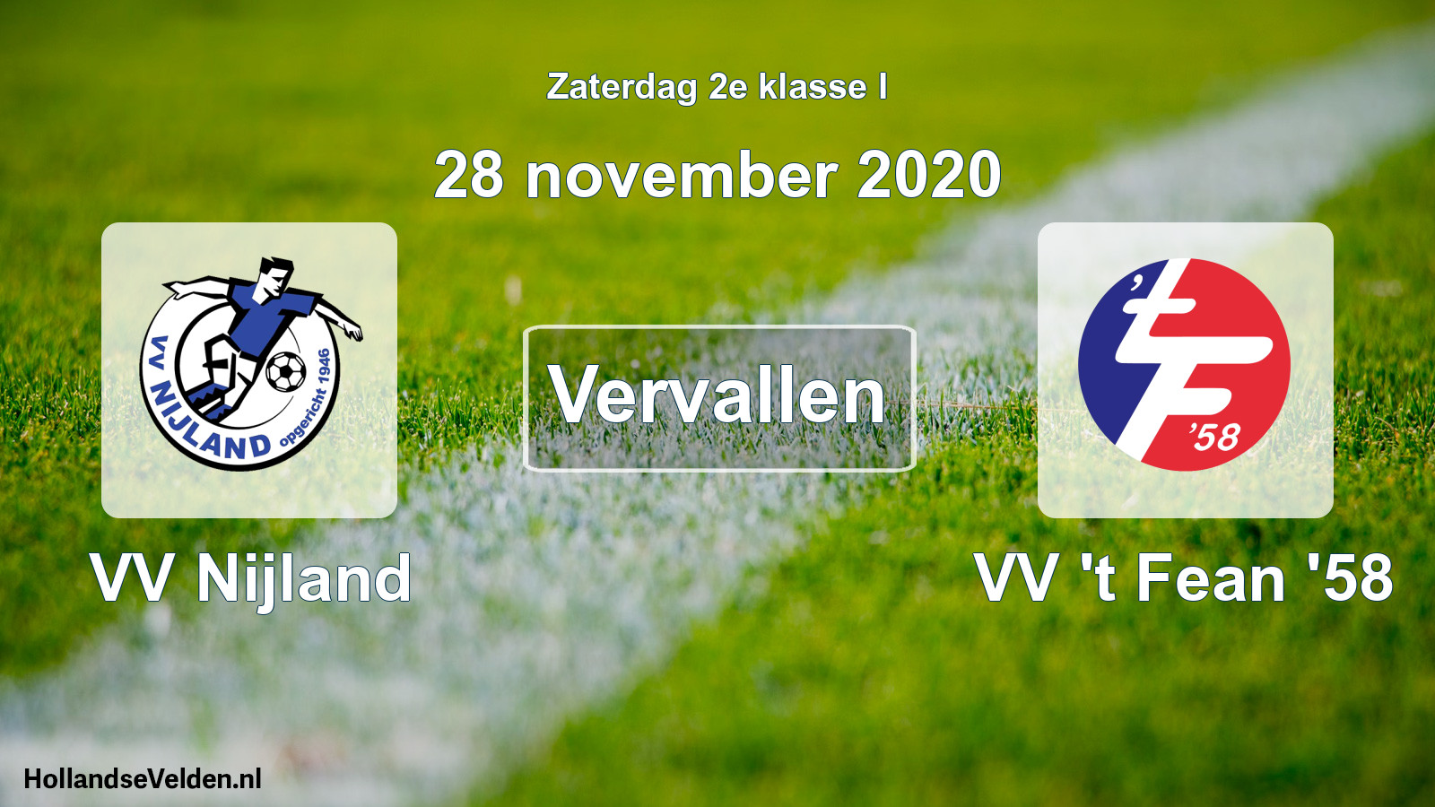 Scheduled Match: VV Nijland - VV 't Fean '58 (28 November 2020)