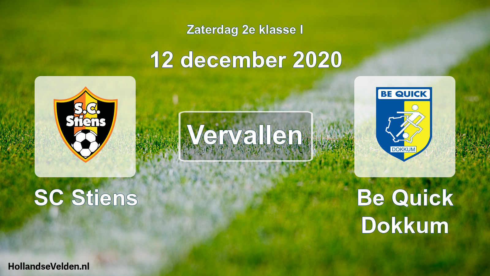 Scheduled Match: SC Stiens - Be Quick Dokkum (12 December 2020)