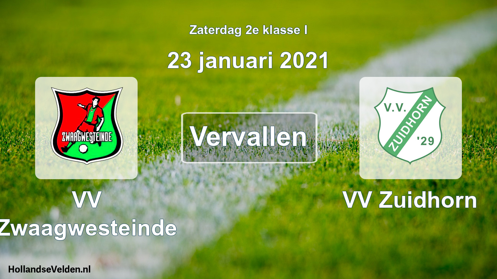 Scheduled Match: VV Zwaagwesteinde - VV Zuidhorn (23 January 2021)