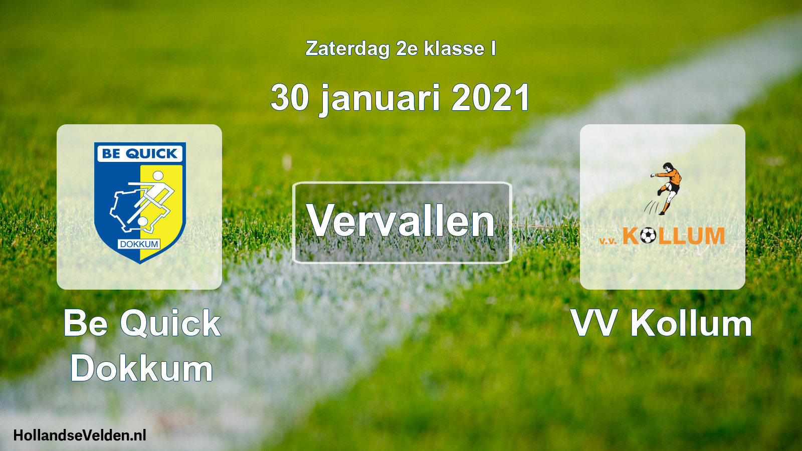 Scheduled Match: Be Quick Dokkum - VV Kollum (30 January 2021)