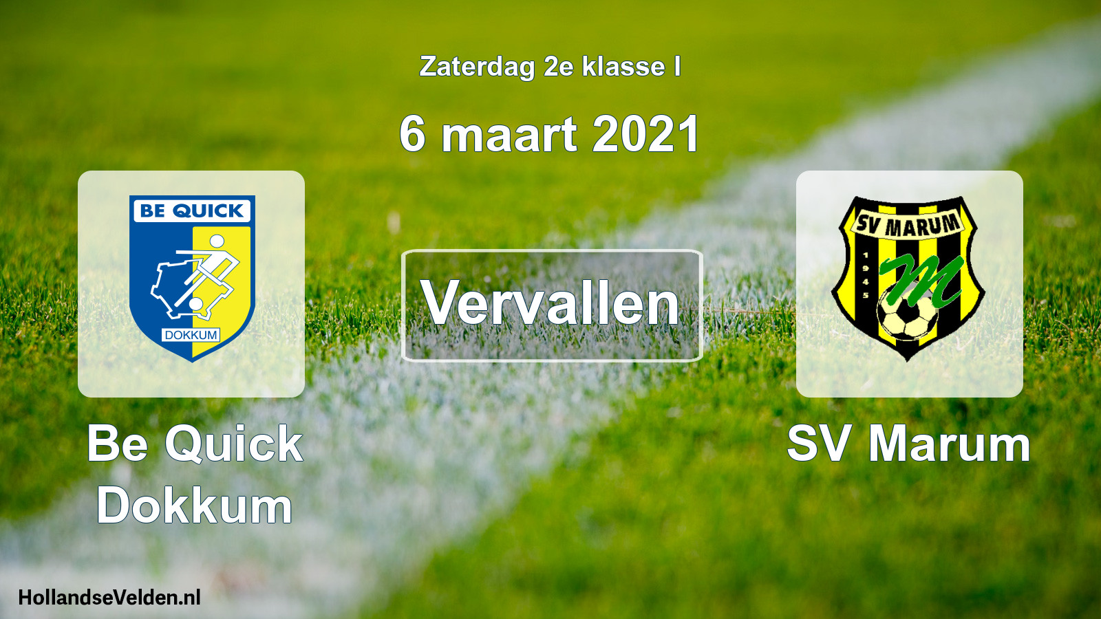 Scheduled Match: Be Quick Dokkum - SV Marum (6 March 2021)