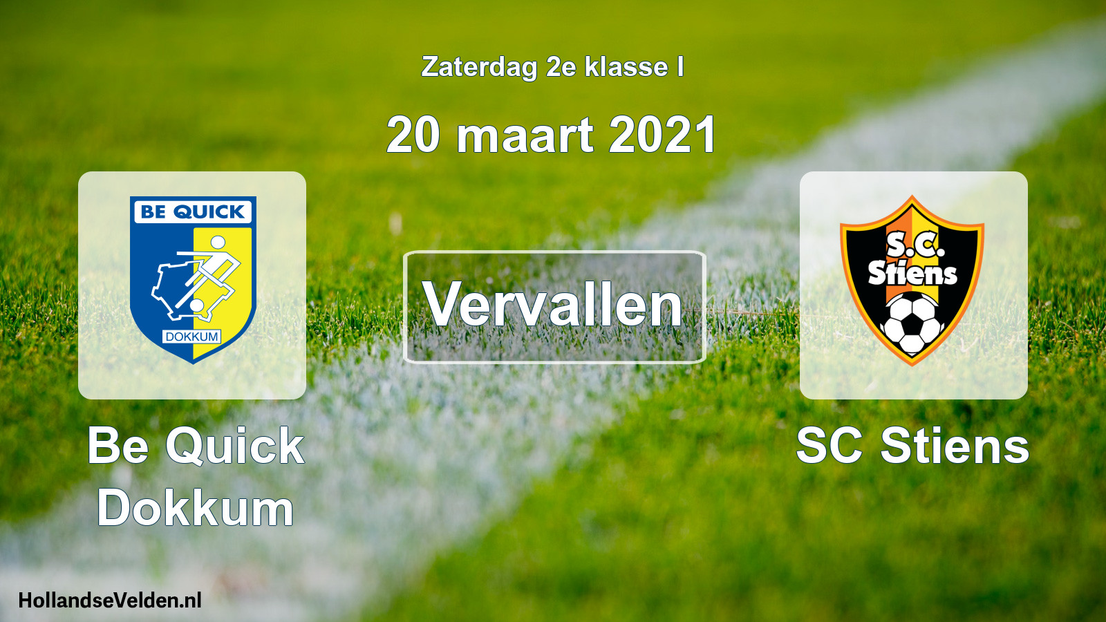 Scheduled Match: Be Quick Dokkum - SC Stiens (20 March 2021)