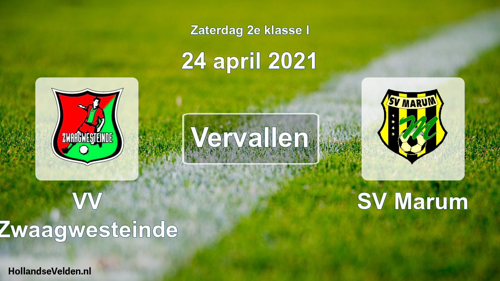 Scheduled Match: VV Zwaagwesteinde - SV Marum (24 April 2021)