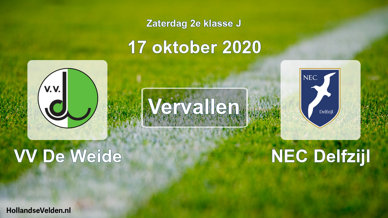 Scheduled Match: VV De Weide - NEC Delfzijl (17 October 2020)