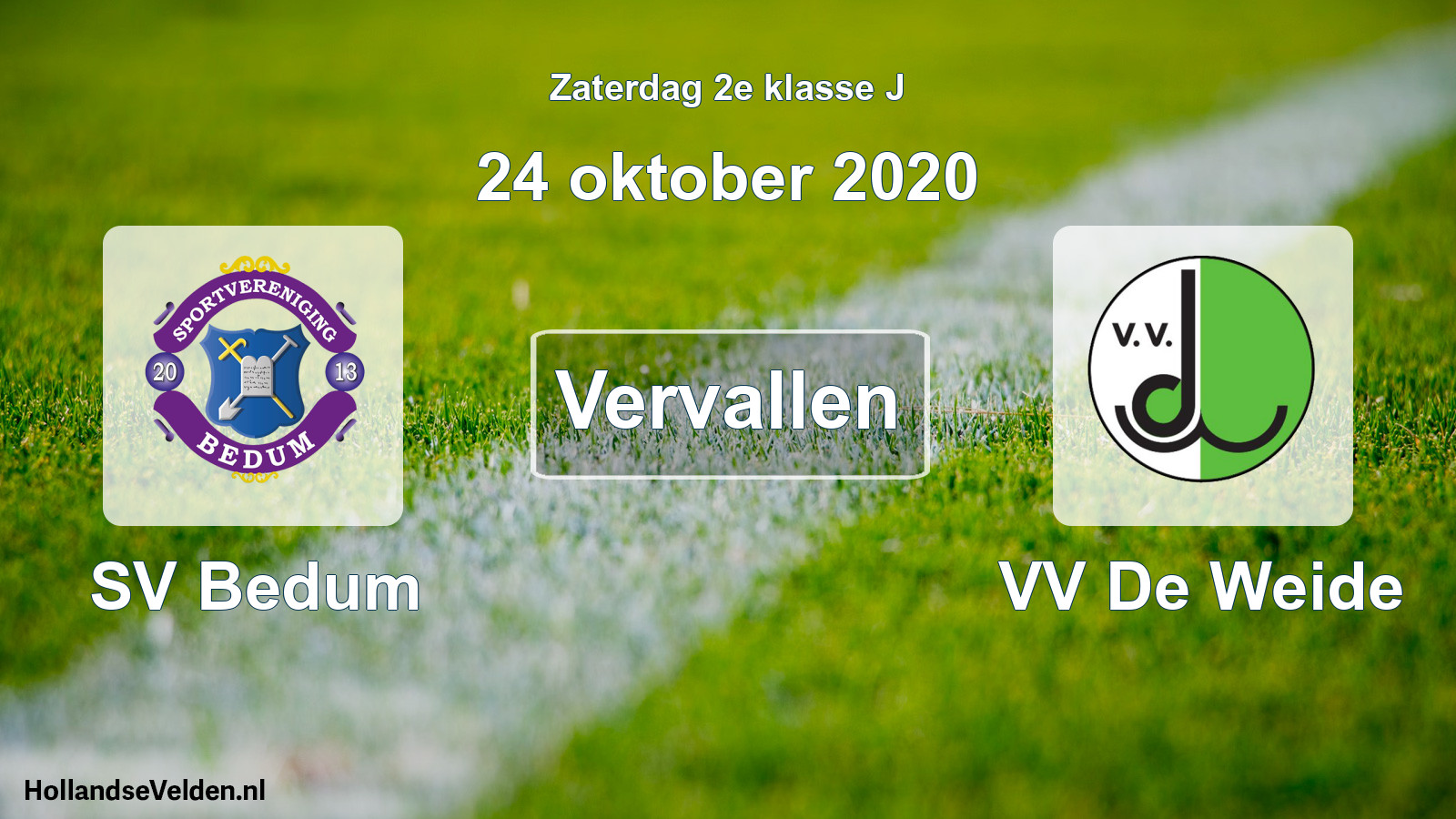 Scheduled Match: SV Bedum - VV De Weide (24 October 2020)