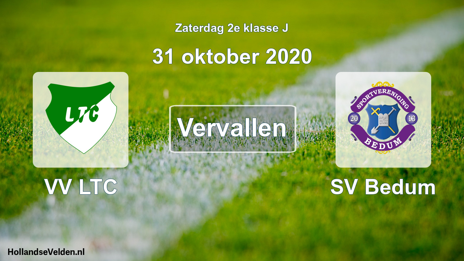 Scheduled Match: VV LTC - SV Bedum (31 October 2020)