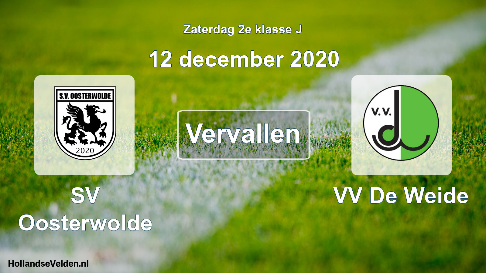 Scheduled Match: SV Oosterwolde - VV De Weide (12 December 2020)