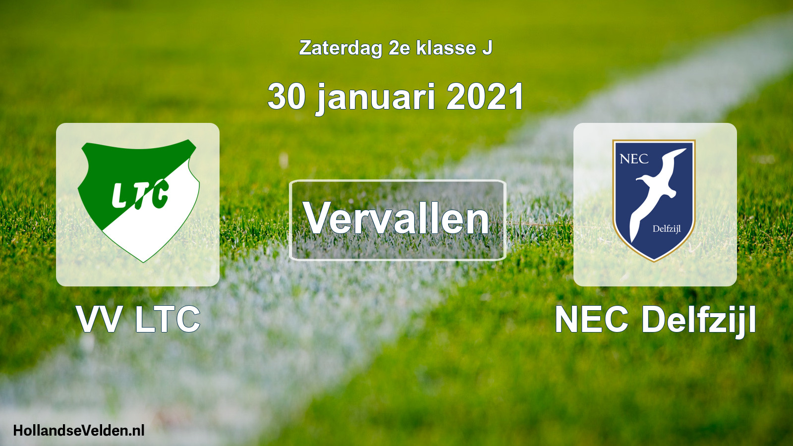 Scheduled Match: VV LTC - NEC Delfzijl (30 January 2021)