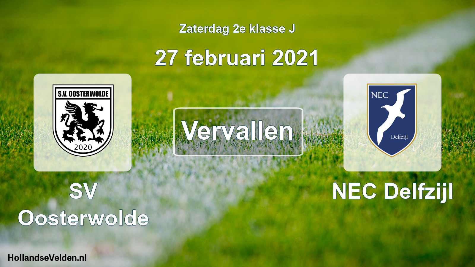 Scheduled Match: SV Oosterwolde - NEC Delfzijl (27 February 2021)