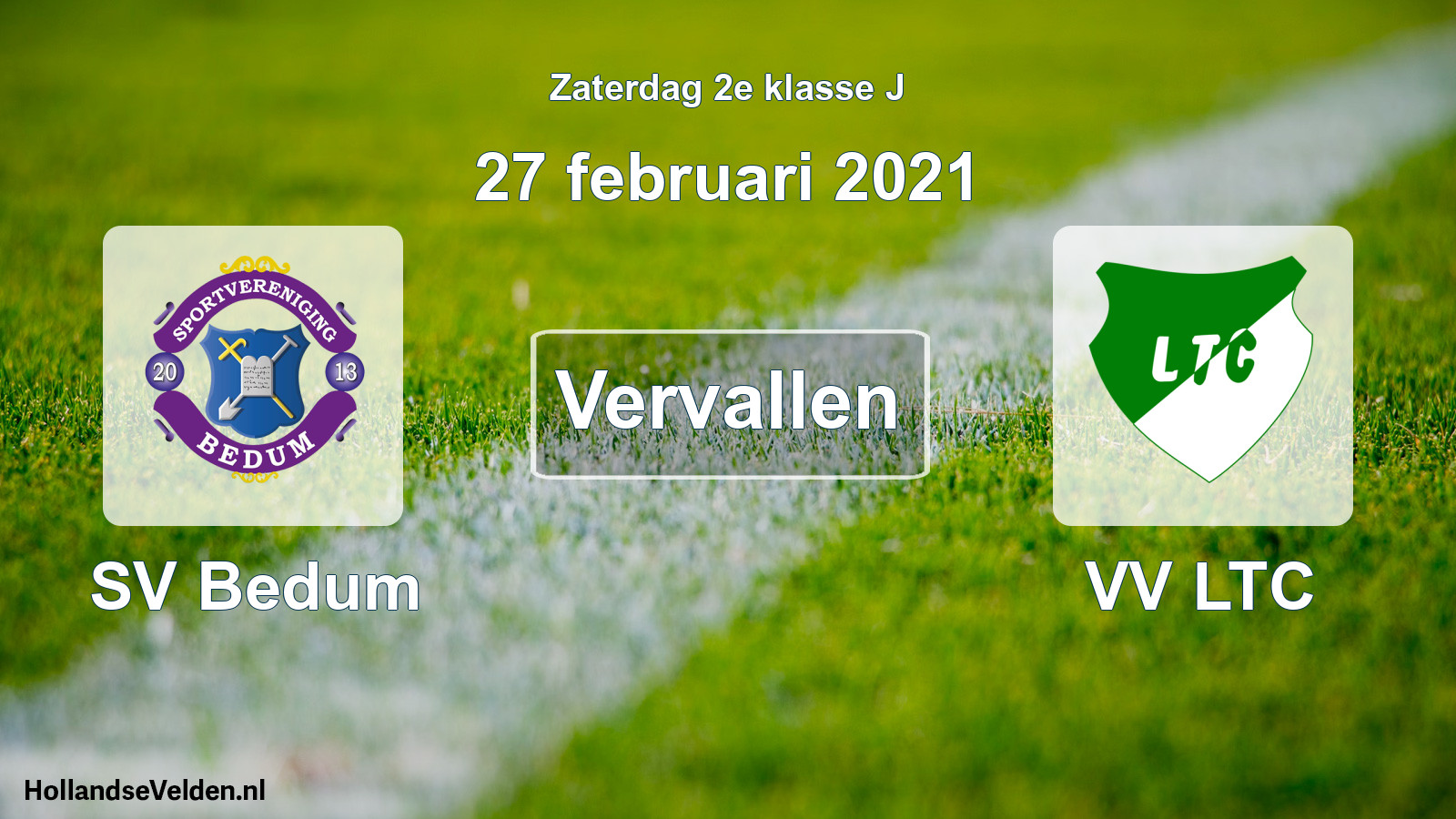Scheduled Match: SV Bedum - VV LTC (27 February 2021)