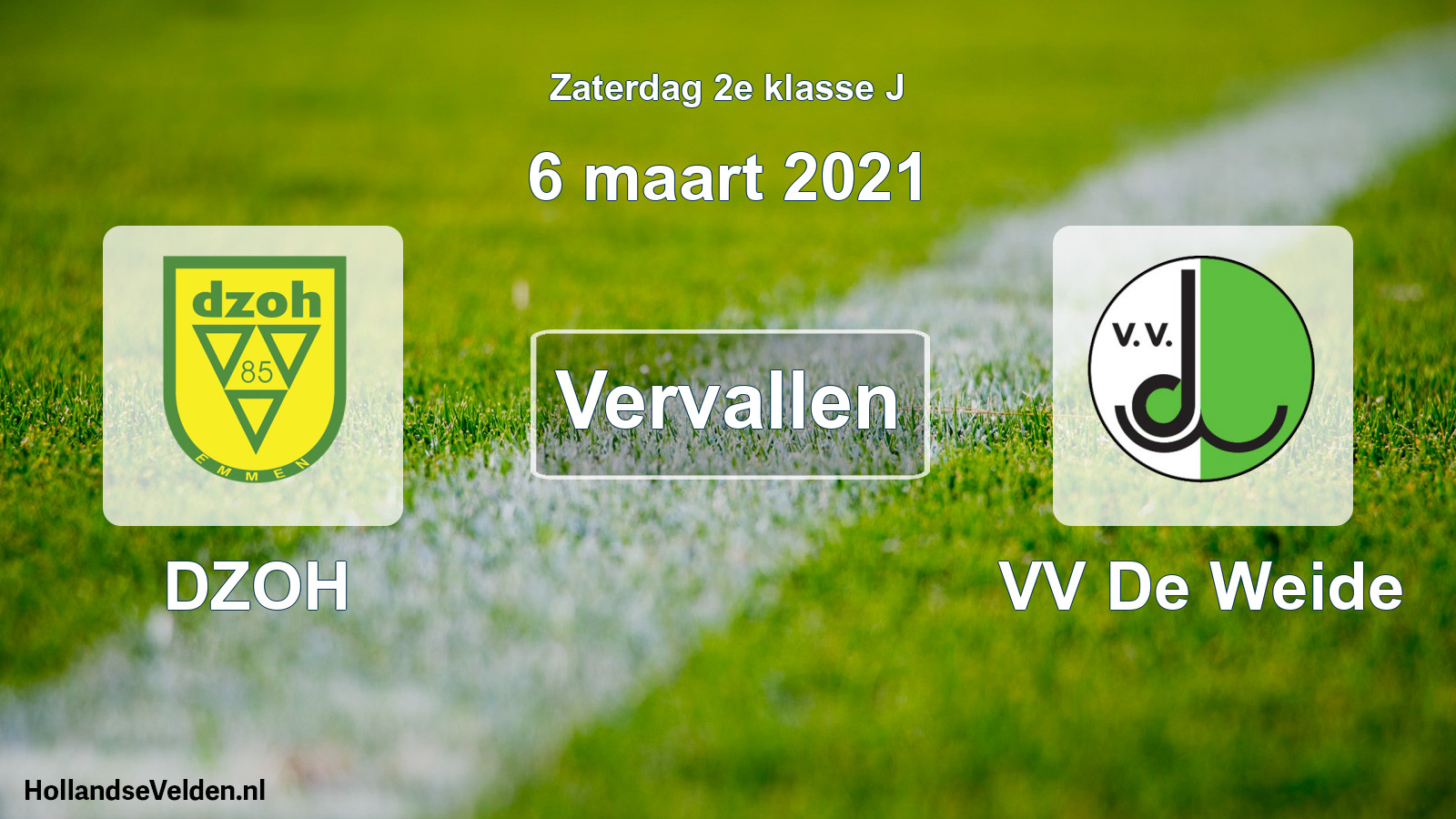Scheduled Match: DZOH - VV De Weide (6 March 2021)