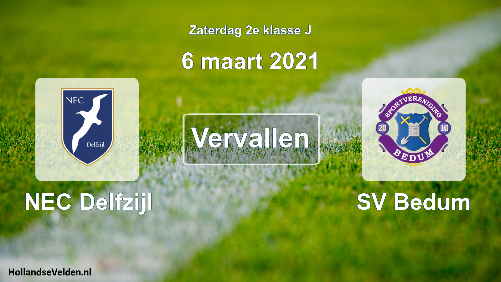 Scheduled Match: NEC Delfzijl - SV Bedum (6 March 2021)