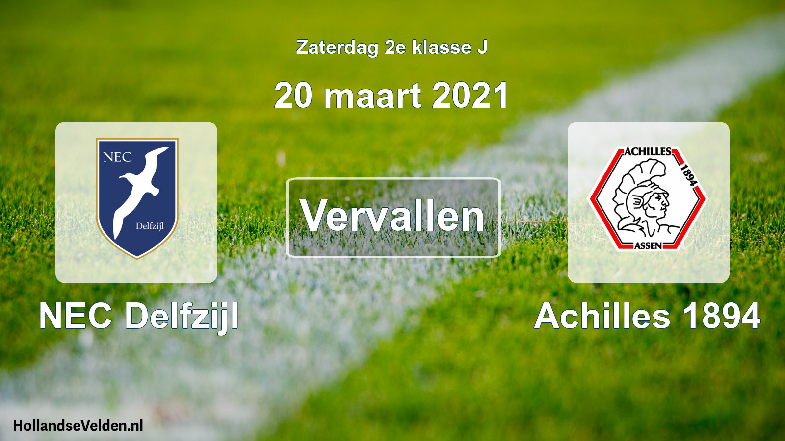 Scheduled Match: NEC Delfzijl - Achilles 1894 (20 March 2021)