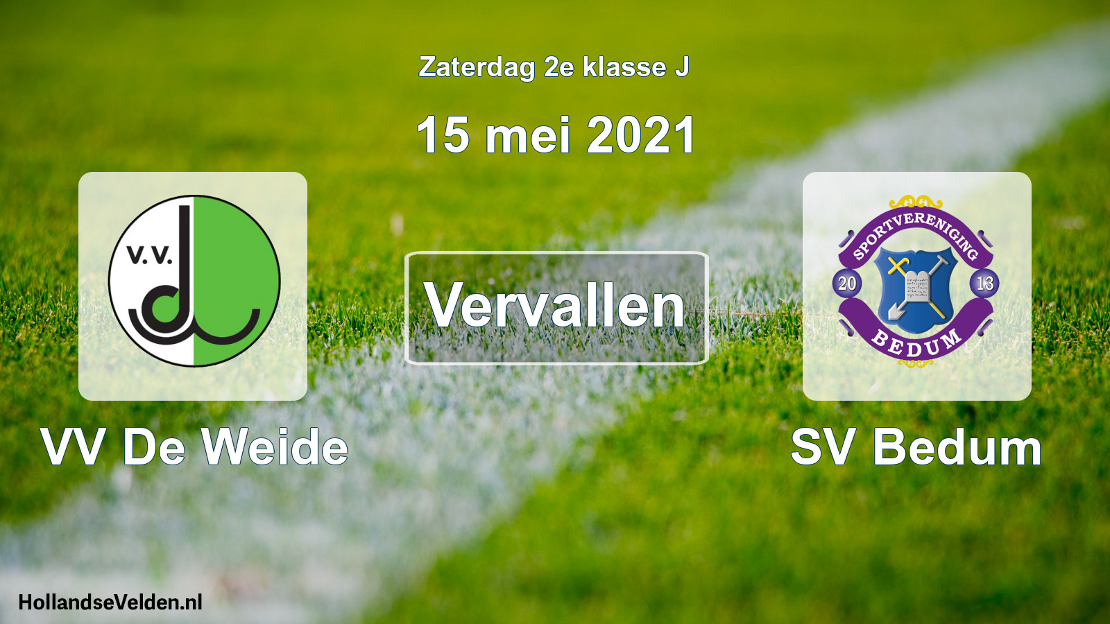Scheduled Match: VV De Weide - SV Bedum (15 May 2021)