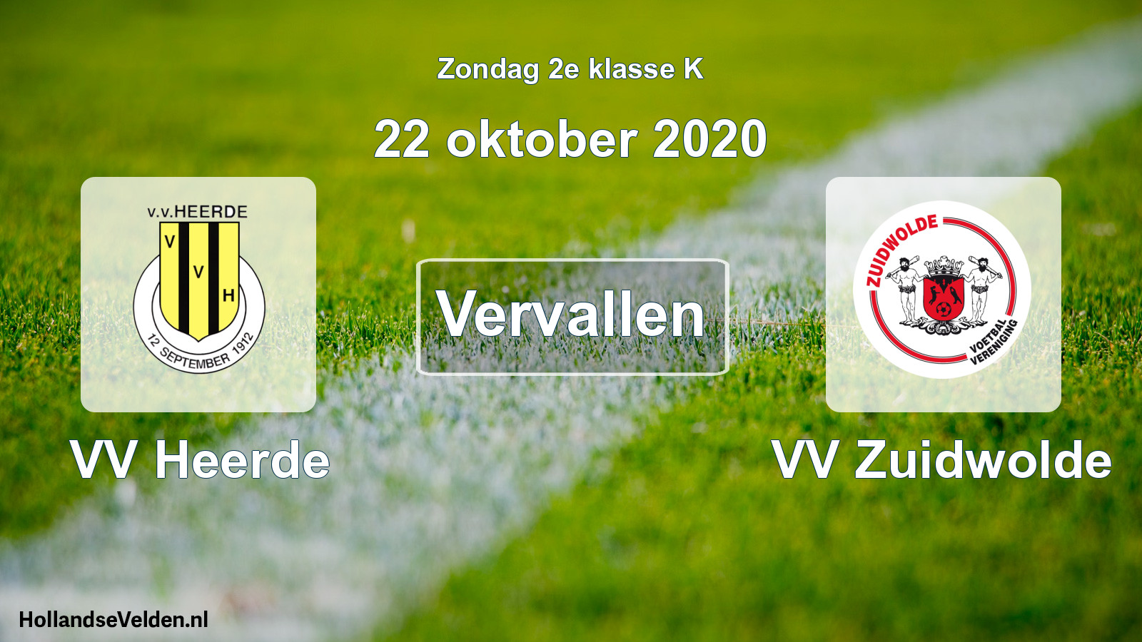 Scheduled Match: VV Heerde - VV Zuidwolde (22 October 2020)