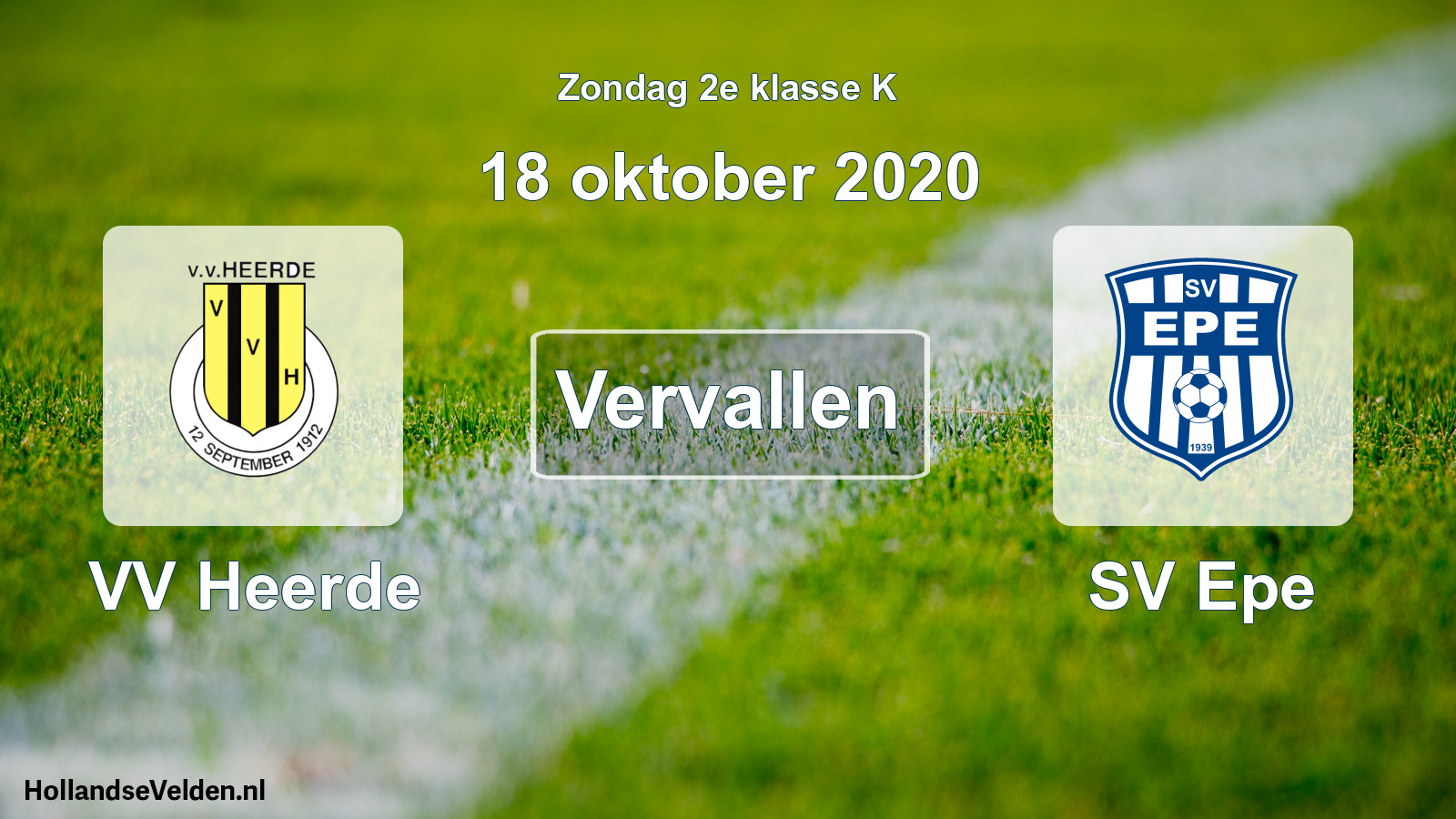 Scheduled Match: VV Heerde - SV Epe (18 October 2020)