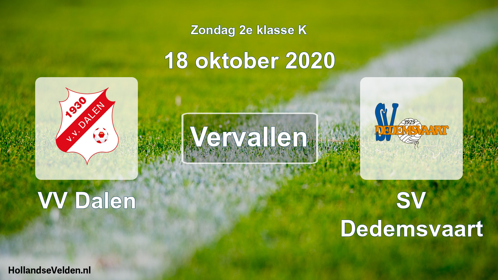 Scheduled Match: VV Dalen - SV Dedemsvaart (18 October 2020)