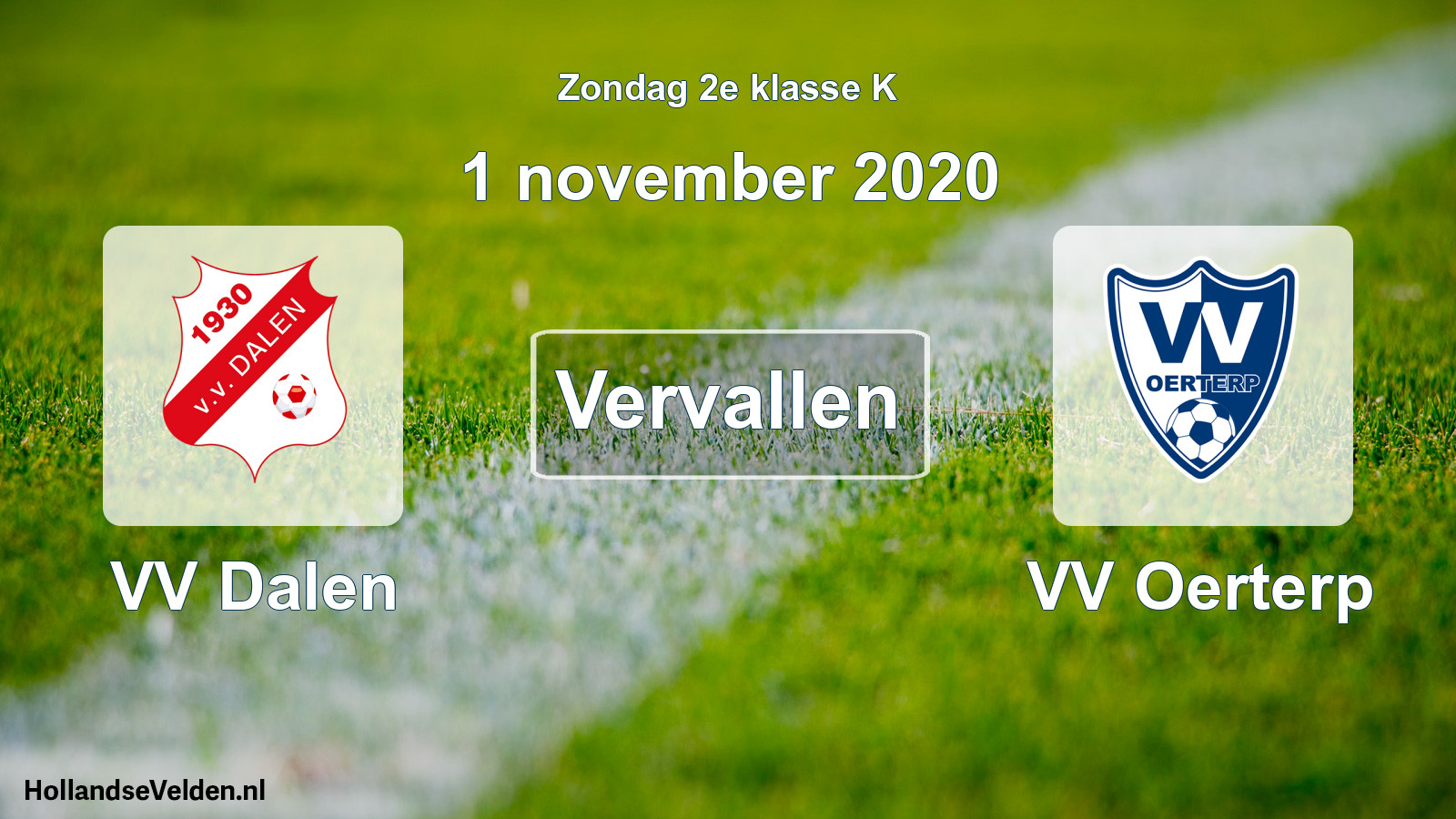 Scheduled Match: VV Dalen - VV Oerterp (1 November 2020)