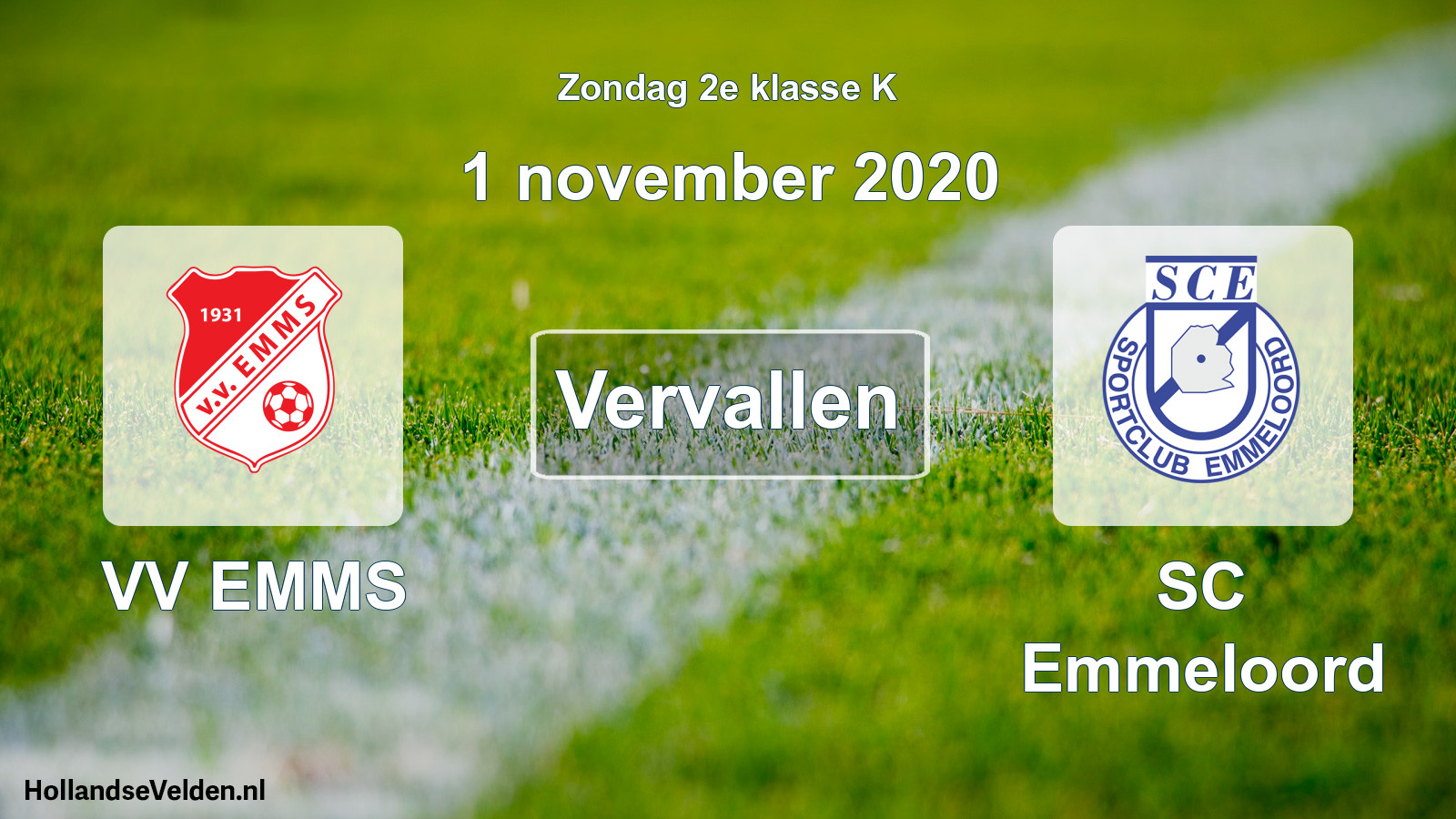 Scheduled Match: VV EMMS - SC Emmeloord (1 November 2020)