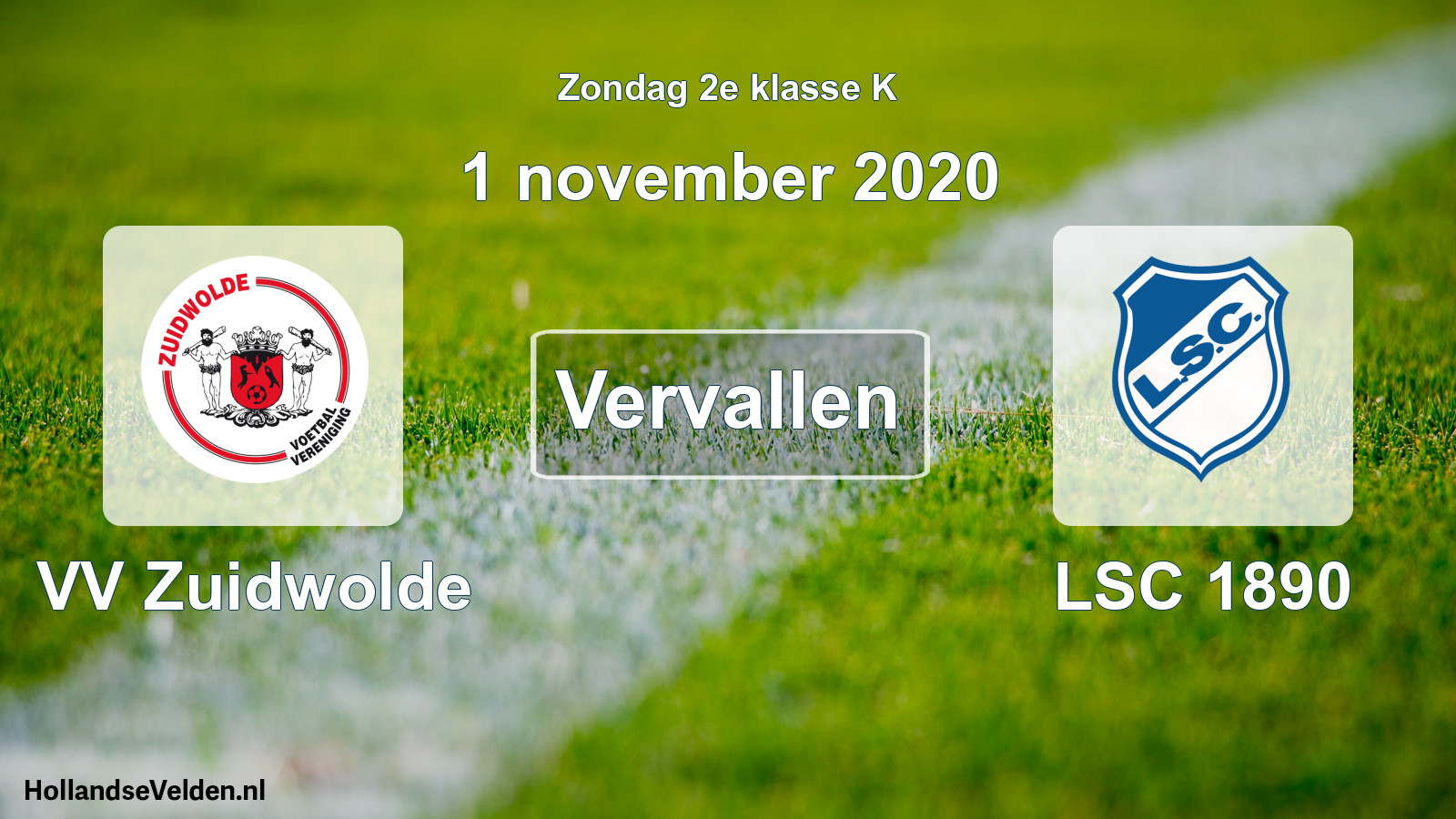 Scheduled Match: VV Zuidwolde - LSC 1890 (1 November 2020)