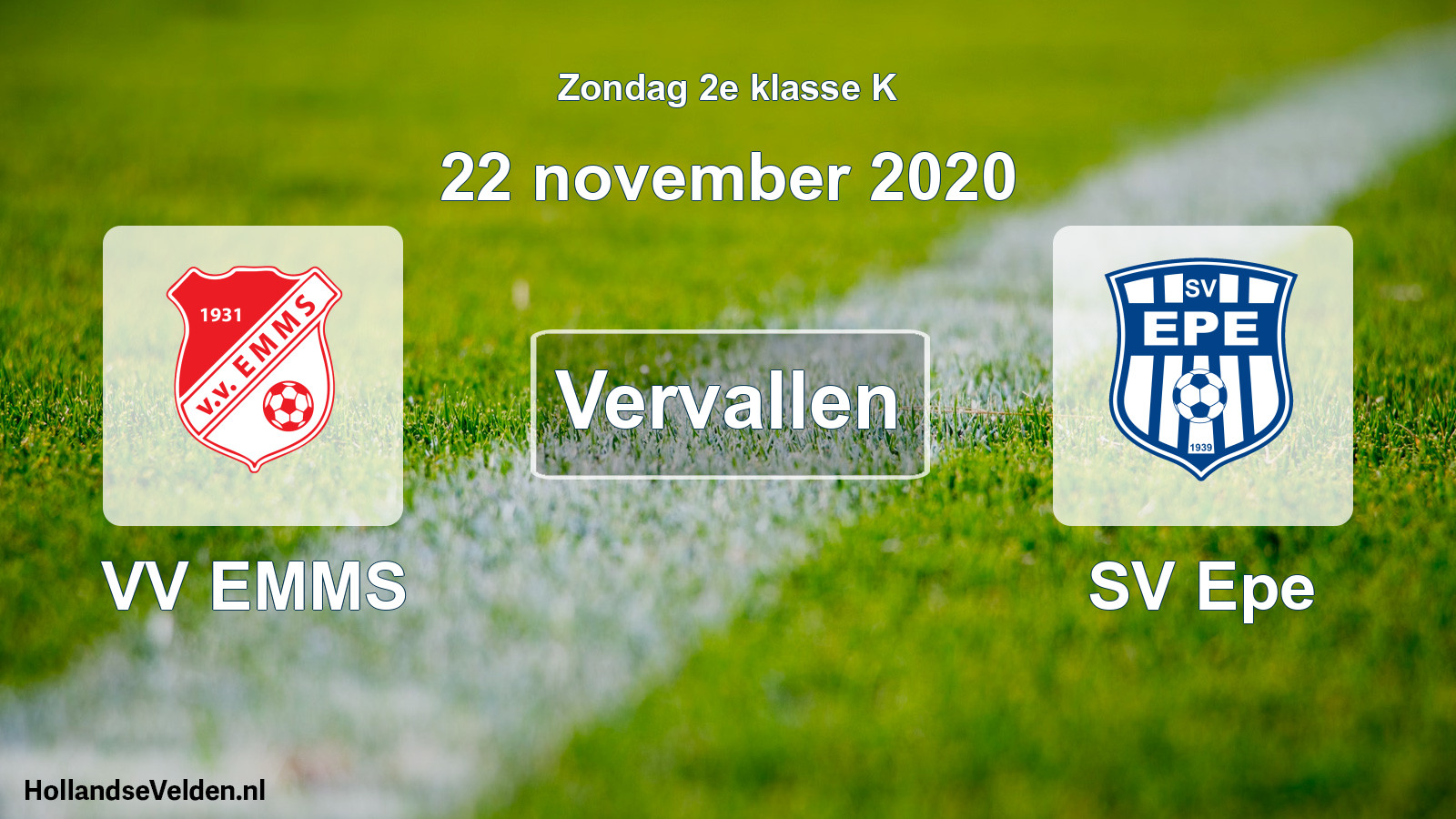 Scheduled Match: VV EMMS - SV Epe (22 November 2020)