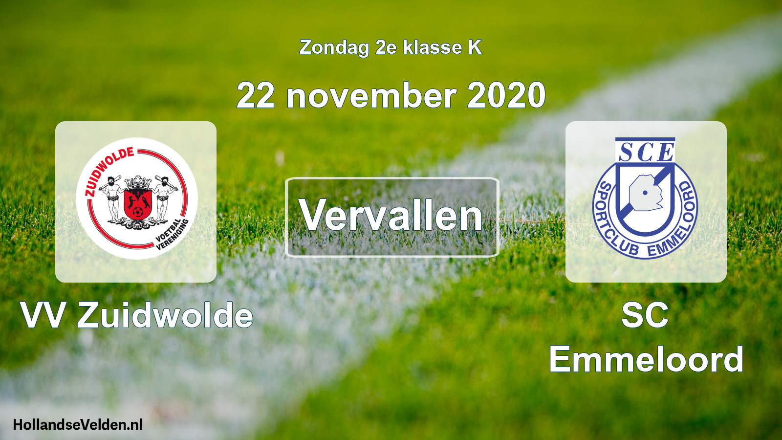 Scheduled Match: VV Zuidwolde - SC Emmeloord (22 November 2020)