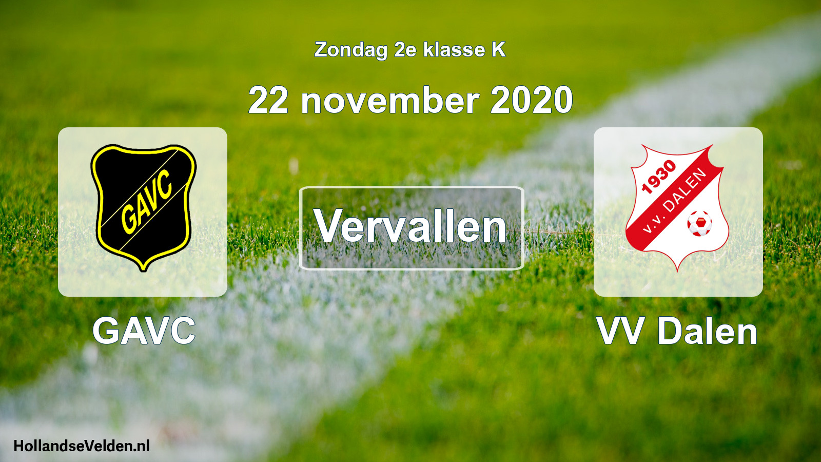 Scheduled Match: GAVC - VV Dalen (22 November 2020)