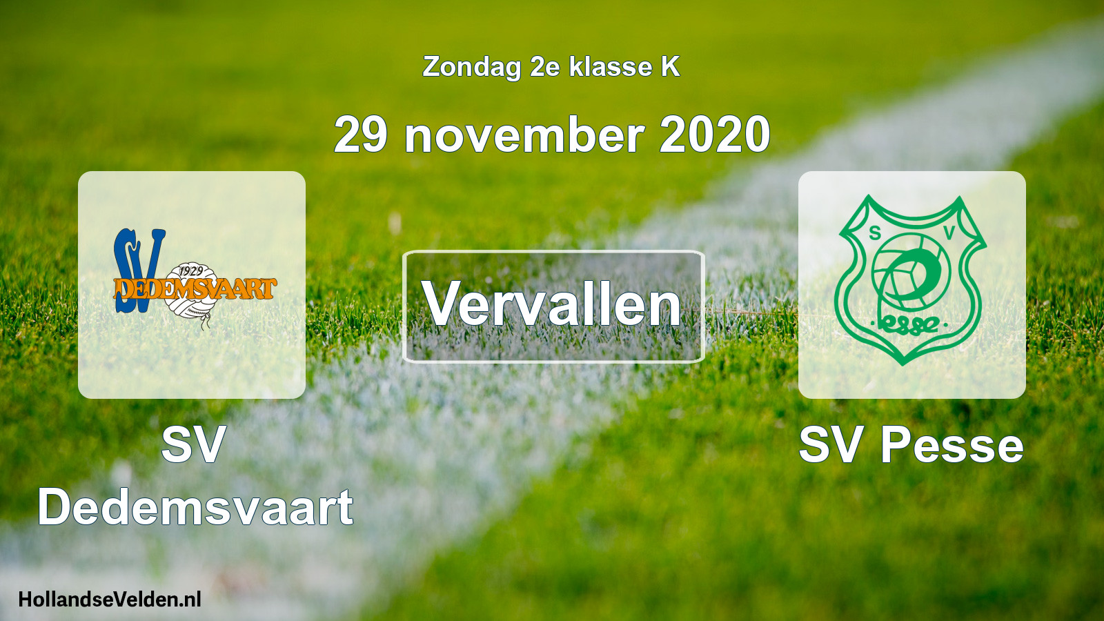 Scheduled Match: SV Dedemsvaart - SV Pesse (29 November 2020)