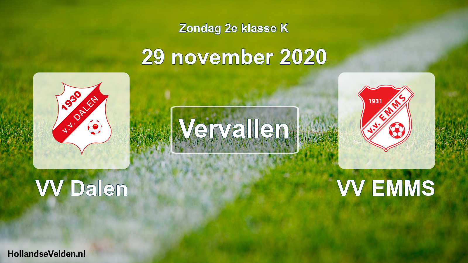 Scheduled Match: VV Dalen - VV EMMS (29 November 2020)