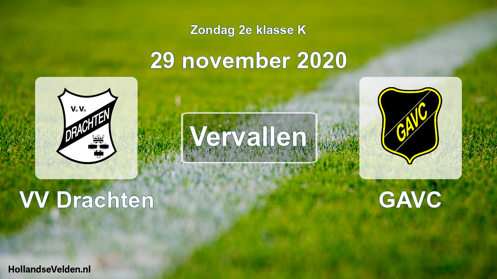 Scheduled Match: VV Drachten - GAVC (29 November 2020)