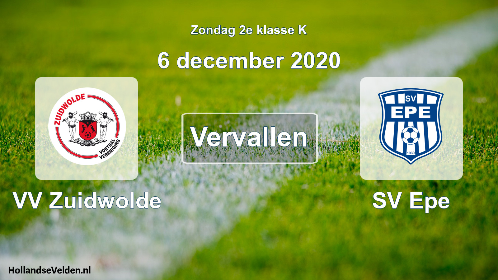 Scheduled Match: VV Zuidwolde - SV Epe (6 December 2020)