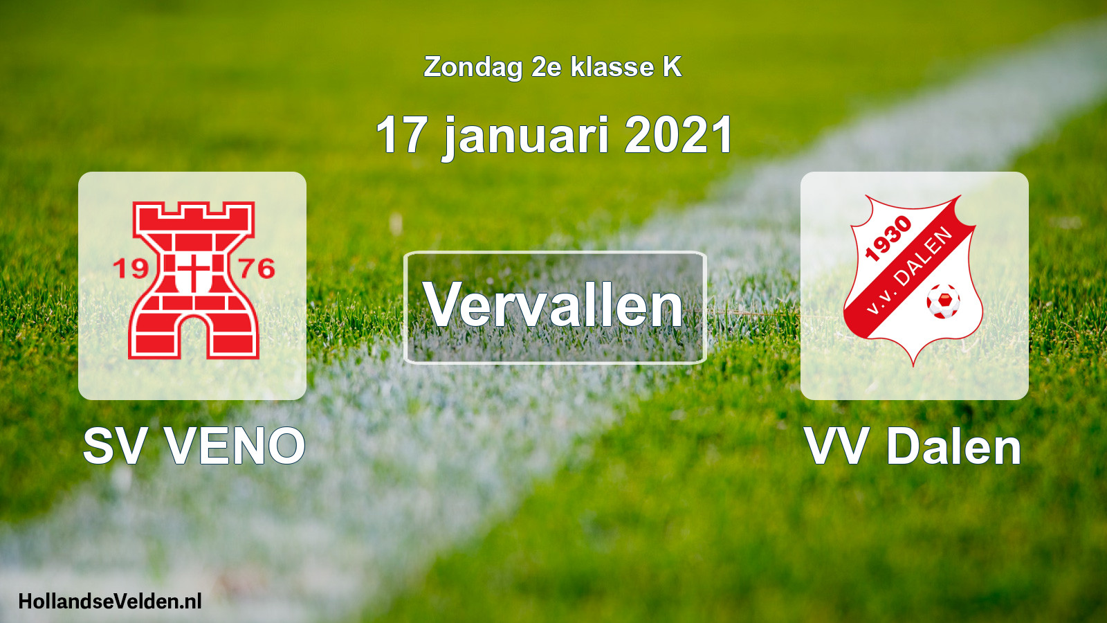 Scheduled Match: SV VENO - VV Dalen (17 January 2021)