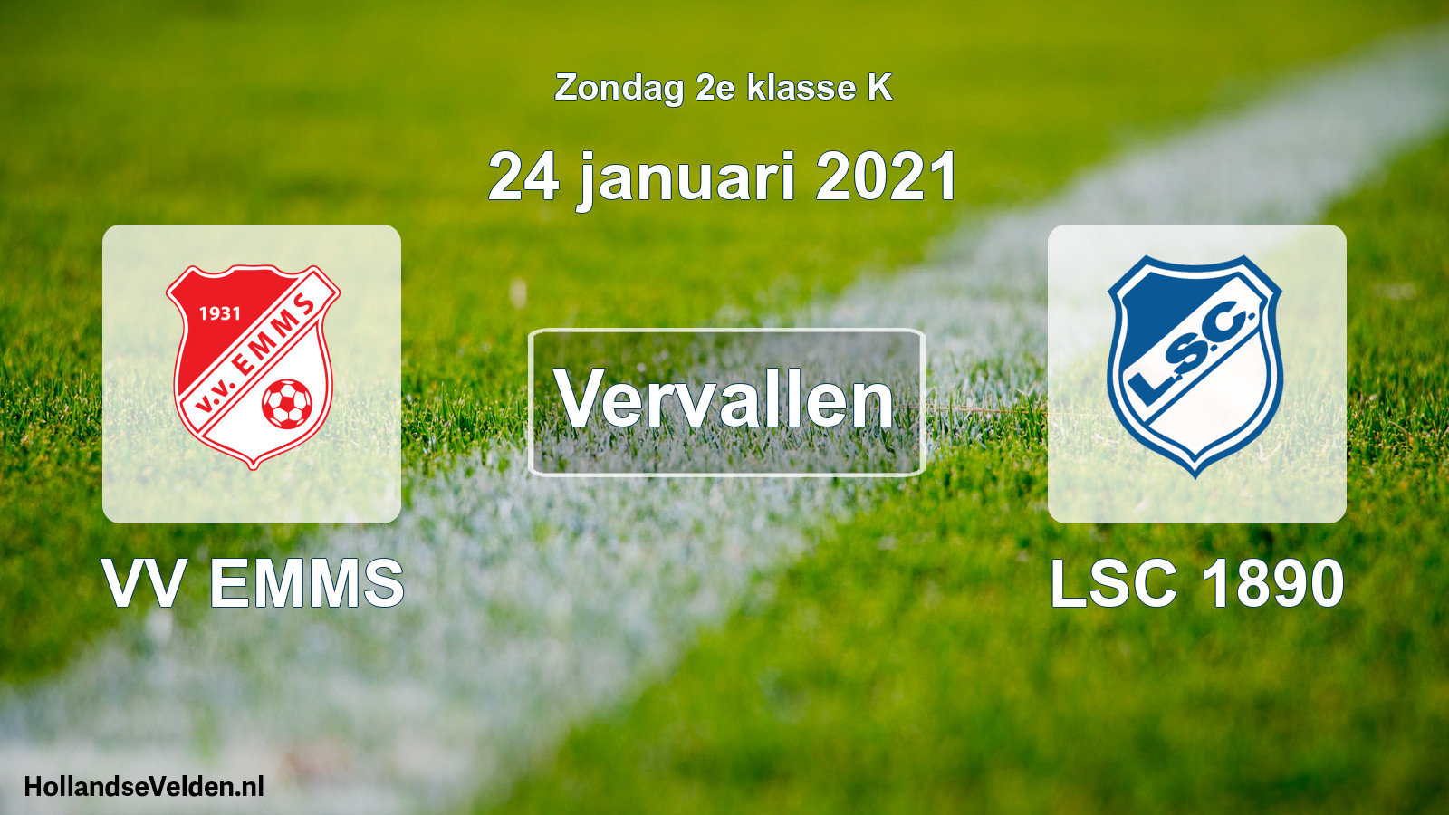 Scheduled Match: VV EMMS - LSC 1890 (24 January 2021)