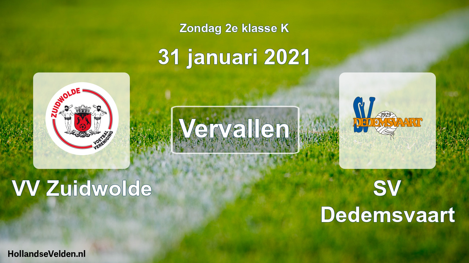 Scheduled Match: VV Zuidwolde - SV Dedemsvaart (31 January 2021)