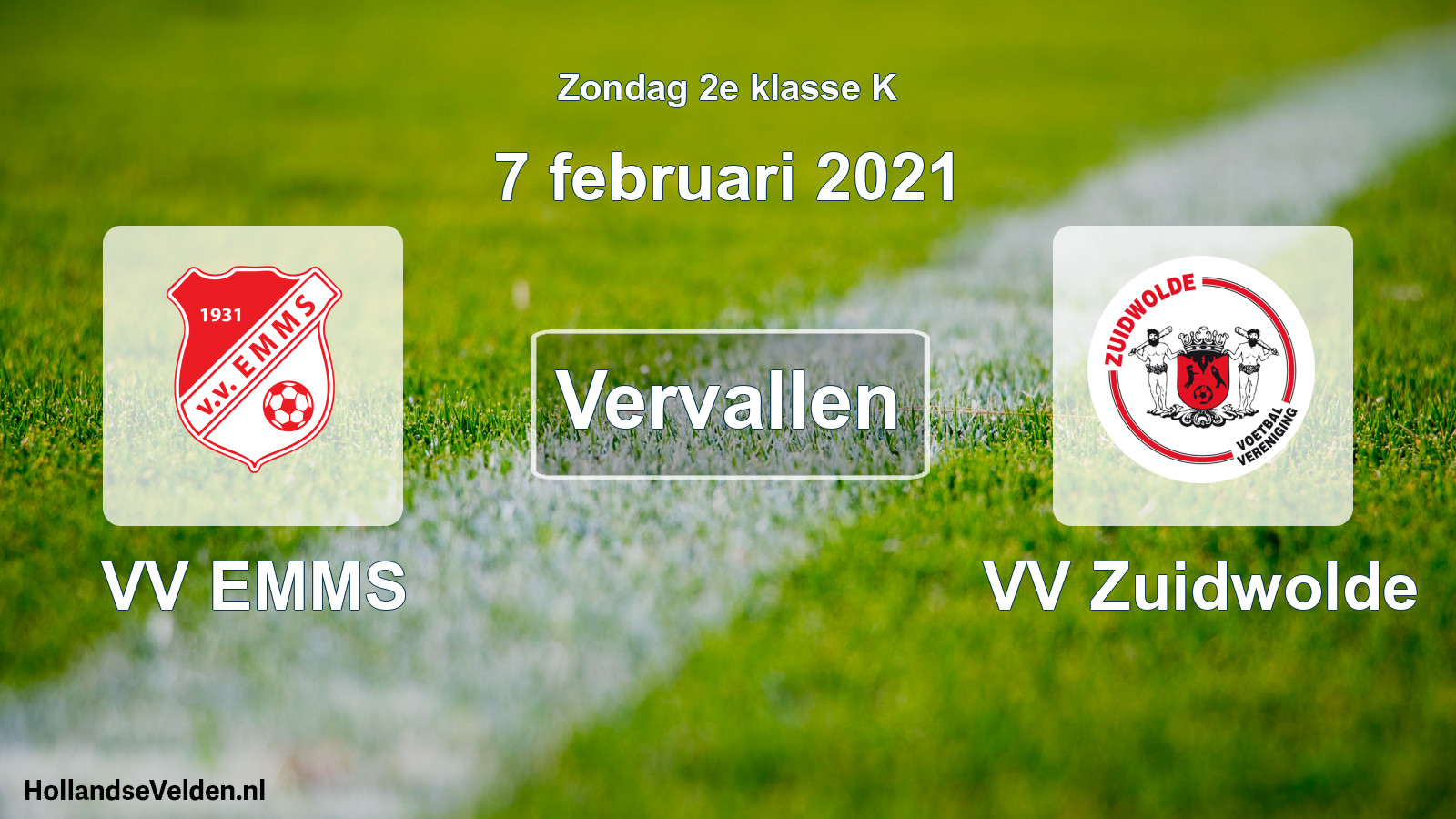 Scheduled Match: VV EMMS - VV Zuidwolde (7 February 2021)