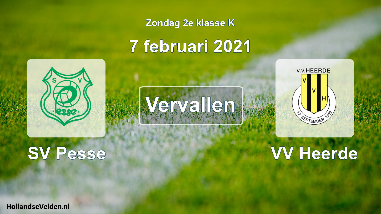 Scheduled Match: SV Pesse - VV Heerde (7 February 2021)