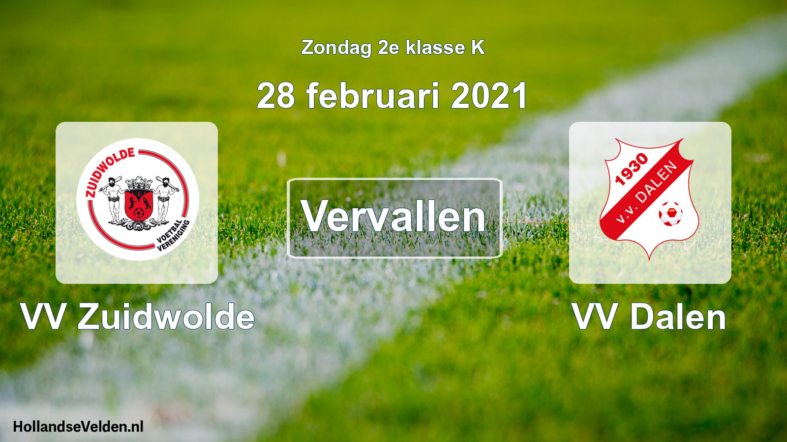 Scheduled Match: VV Zuidwolde - VV Dalen (28 February 2021)