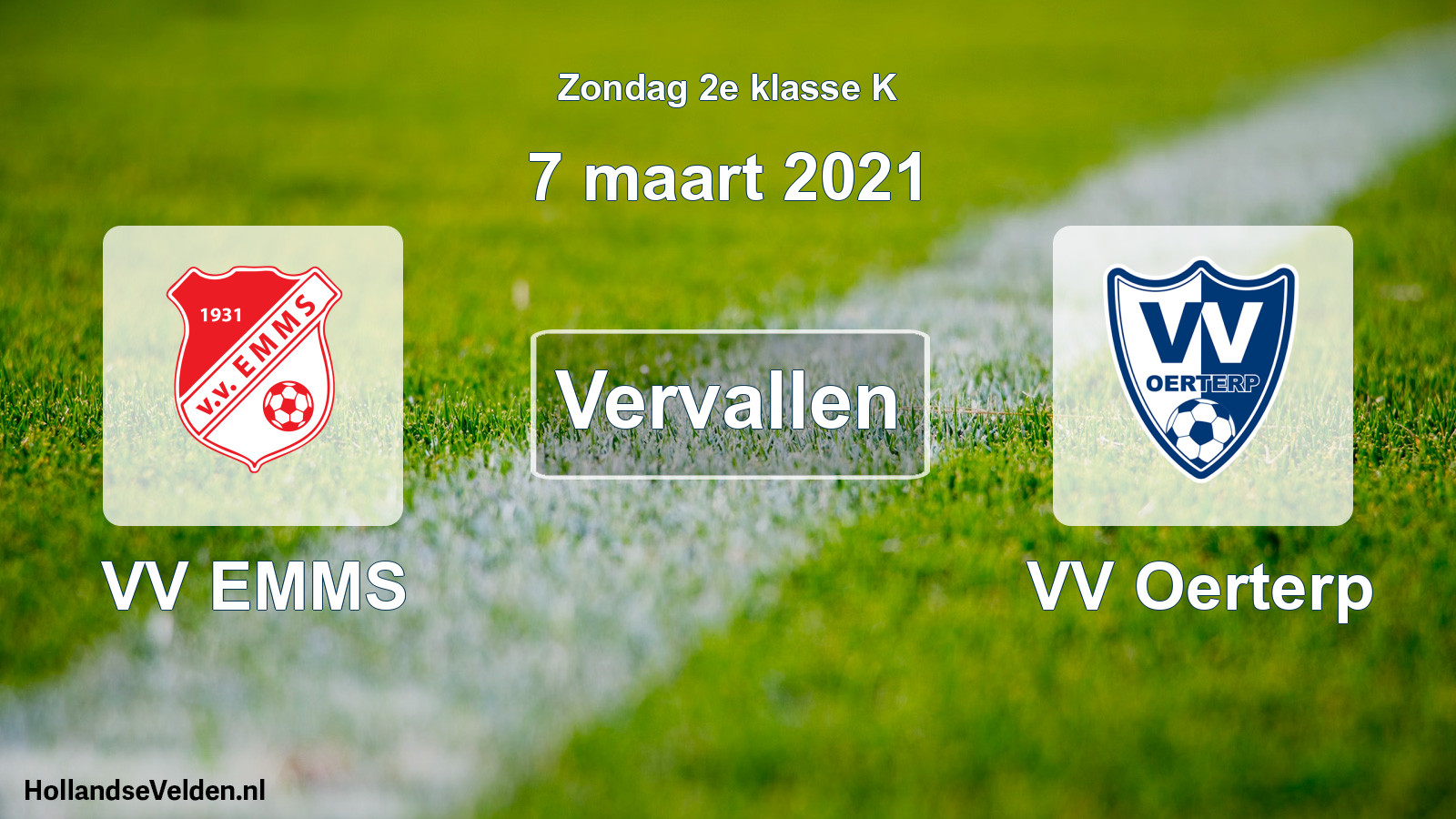 Scheduled Match: VV EMMS - VV Oerterp (7 March 2021)